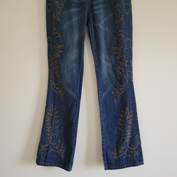 VTG Lauren Ralph Lauren Embroidered with Stud Classic‎ Bootcut Denim 2 - Picture 3 of 9